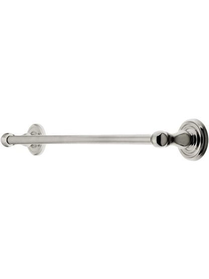 18 inch Brass Towel Bar with Classic Rosettes in Polished Nickel.
